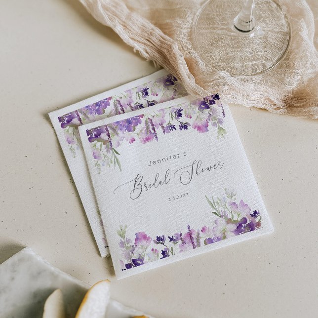 Serviette En Papier Douche nuptiale lilas lavande minimaliste (Créateur téléchargé)