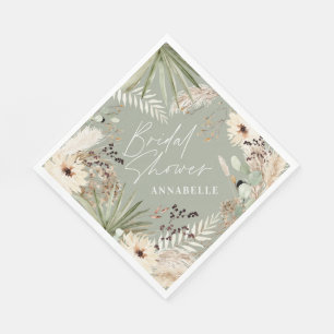 Serviette En Papier Douche nuptiale merci pampas moderne herbe feuilla