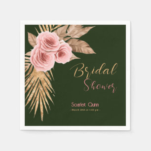 Serviette En Papier Douche nuptiale moderne boho rose rousse rose bouf