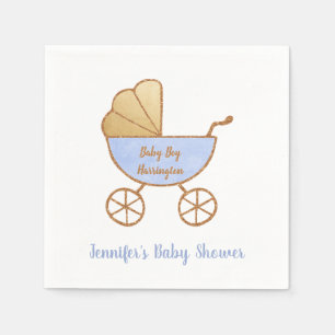 Serviette En Papier Douche pour bébé Retro Pastel Blue Carriage