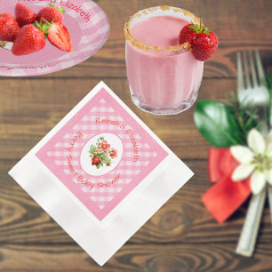 Serviette En Papier Douche rose à carreaux sucrée aux fruits rouges
