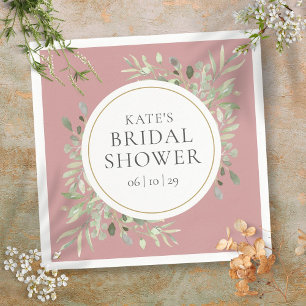 Serviette En Papier Douche Rose Élégant Or Vert Fête de Mariage