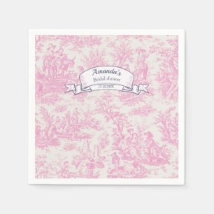 Serviette En Papier douche vintage à fleurs rose de jouy