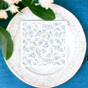 Serviette En Papier Douche vintage fleurie bleue