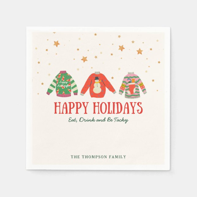 Serviette En Papier Doudou moche, Serviettes de fête de vacances (Devant)