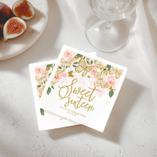 Serviette En Papier Doux 16 Parties serviettes bleu papillon rose flor