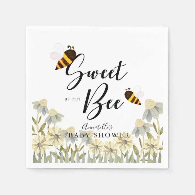 Serviette En Papier Doux comme peut Bee Miel Abeille Baby shower blanc (Devant)