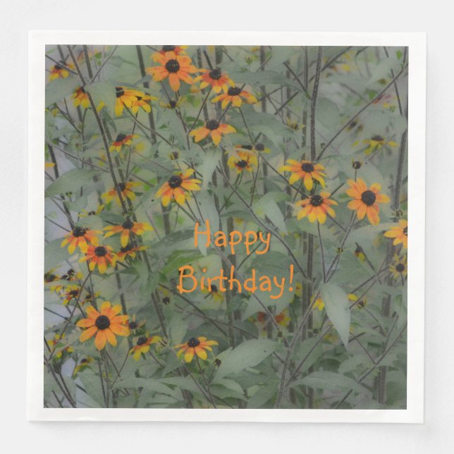 Serviette En Papier Doux et Dreamy Joyeux Anniversaire Floral (Devant)