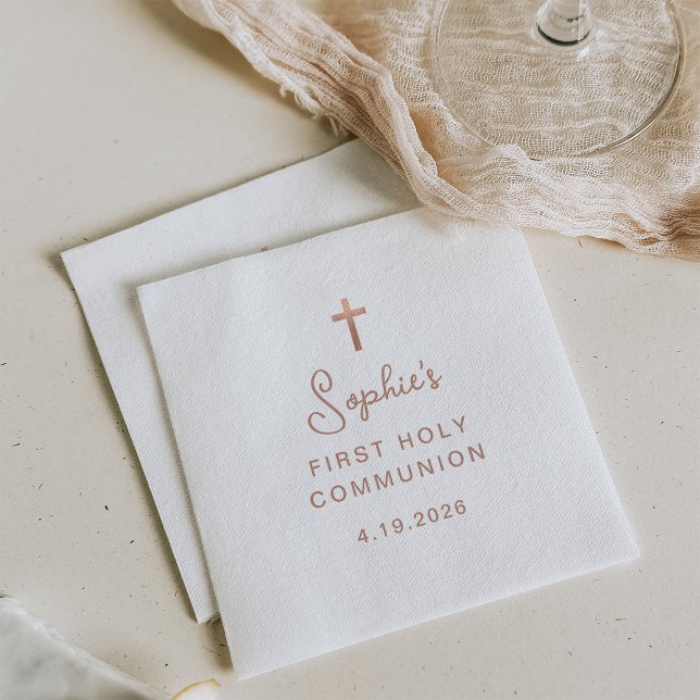 Serviette En Papier Doux et simple | Rose Gold Première Communion sain (Créateur téléchargé)