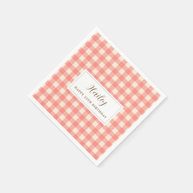 Serviette En Papier Doux rose orange en vichy papier Napkin (Coin)