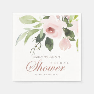 SERVIETTE EN PAPIER DOUX ROSE PÂLE FLORAL BRIDAL SHOWER SUBTIL