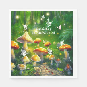 Serviette En Papier Douze Ans Douces Forêt Enchantée Champignons Fées