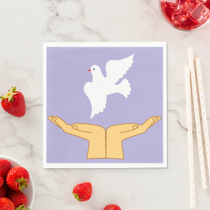 Serviette En Papier Dove Bird World Peace White