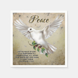 Serviette En Papier Dove de la paix Scripture personnalisée Verse
