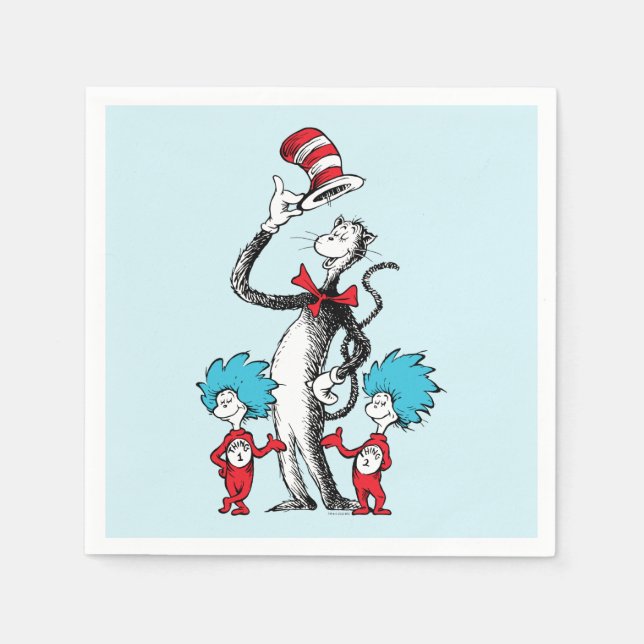Serviette En Papier Dr Seuss | Chat dans le Casquette, Chose un & Chos (Devant)