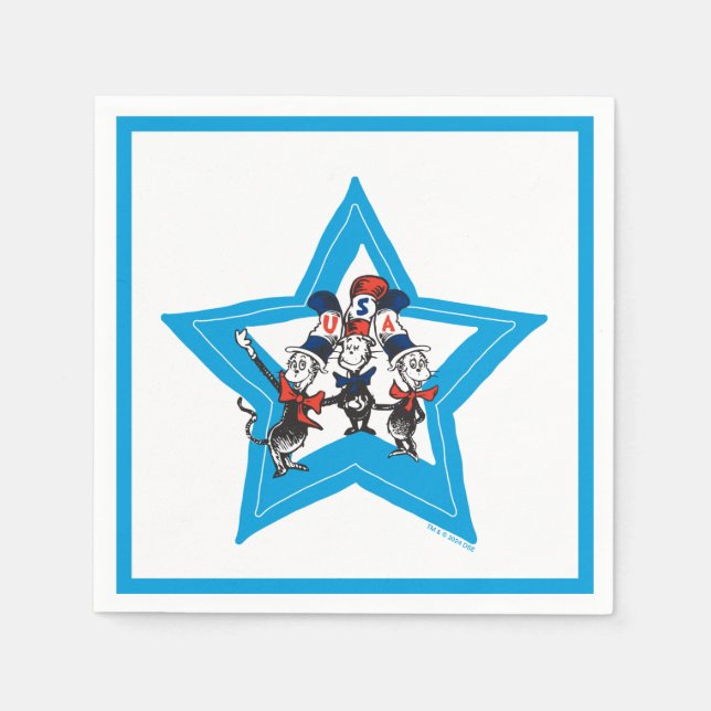 Serviette En Papier Dr Seuss | Little Cats USA Graphisme Casquette (Devant)