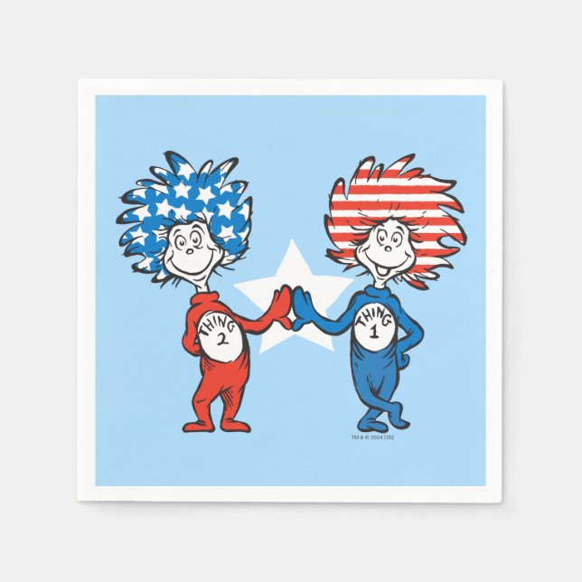 Serviette En Papier Dr Seuss | Une chose Deux graphiques patriotiques (Devant)