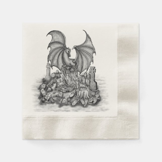 Serviette En Papier Dragon avec Zombie (Devant)