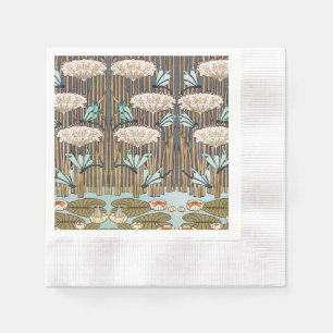 Serviette En Papier Dragonflies Water Lilies Marais Art Nouveau