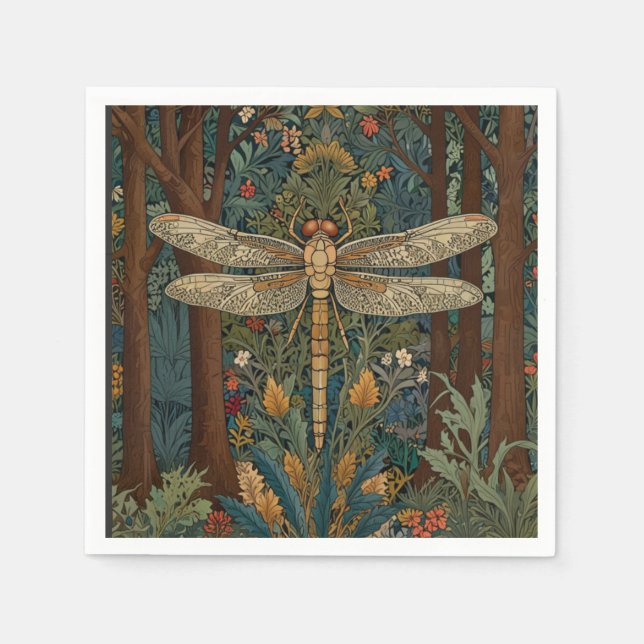 Serviette En Papier Dragonfly art peinture botanique boho chic forêt (Devant)