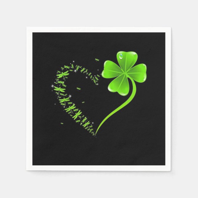 Serviette En Papier Dragonfly coeur irish, Shamrock Heart Clover St (Devant)
