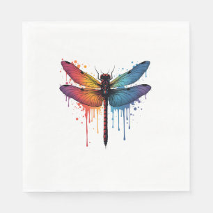 Serviette En Papier Dragonfly cool sur la libellule peinte en couleur