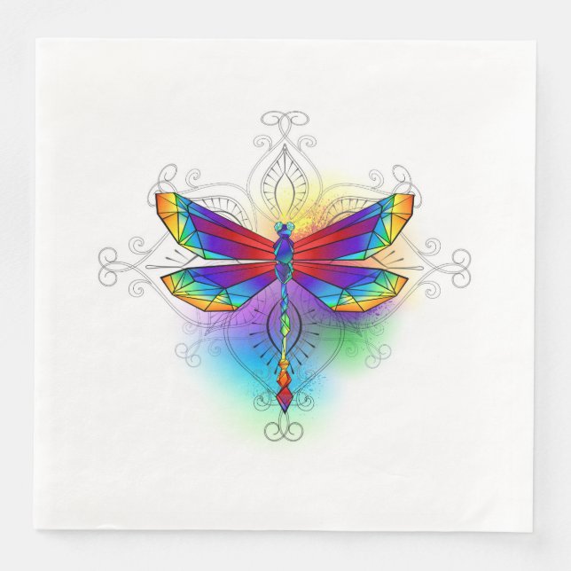 Serviette En Papier Dragonfly en arc-en-ciel (Devant)