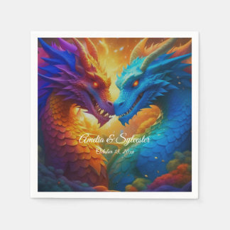 Serviette En Papier Dragons colorés en amour