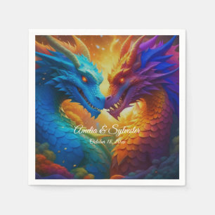 Serviette En Papier Dragons colorés en amour