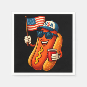 Serviette En Papier Drapeau 4 juillet Hotdog Funny Patriotique USA