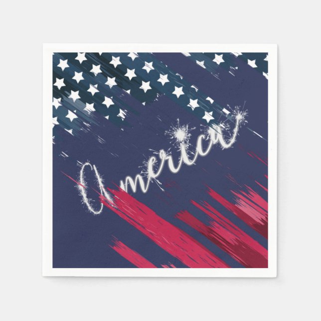 Serviette En Papier Drapeau 4 juillet Parti Sparkler (Devant)