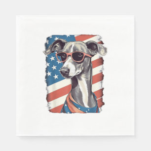 Serviette En Papier Drapeau américain 4 juillet Chien gris italien