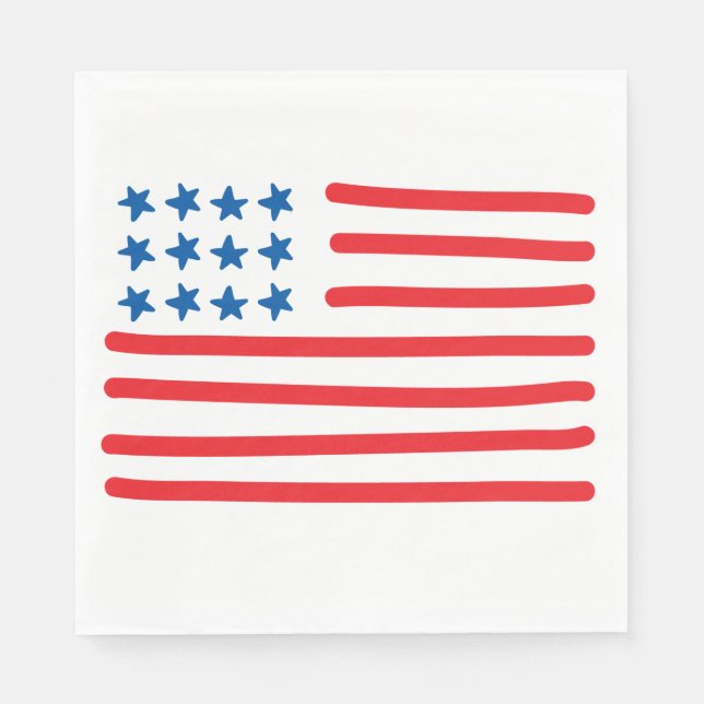 Serviette En Papier Drapeau américain | 4 juillet / Fête du travail (Devant)