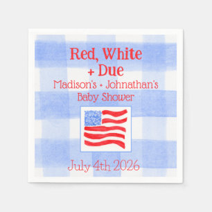 Serviette En Papier Drapeau américain à carreaux aquarelle rouge blanc