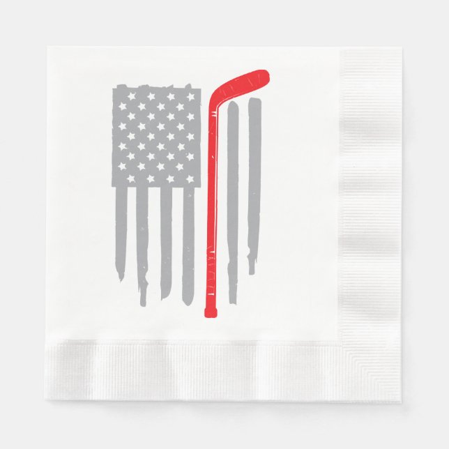 Serviette En Papier Drapeau américain de hockey (Devant)