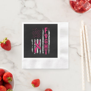 Serviette En Papier Drapeau américain de sensibilisation au cancer du