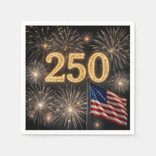 Serviette En Papier Drapeau américain et feux d'artifice pour le 250e 