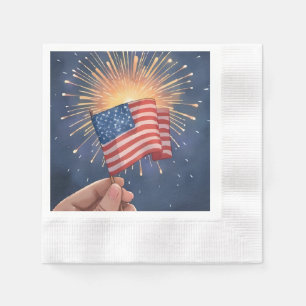 Serviette En Papier Drapeau Américain Fête Patriotique