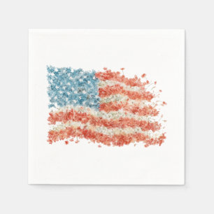 Serviette En Papier Drapeau américain floral USA