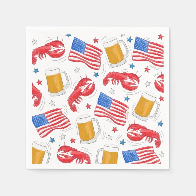 Serviette En Papier Drapeau américain patriotique étoile de la bière (Devant)