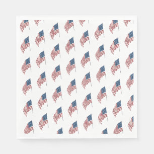Serviette En Papier Drapeau américain patriotique vintage au vent