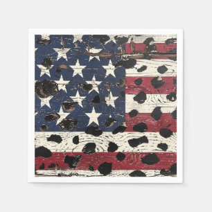Serviette En Papier Drapeau américain rustique imprimé léopard (2)