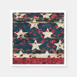 Serviette En Papier Drapeau américain rustique imprimé léopard (5)
