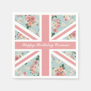 Serviette En Papier Drapeau anglais d'Union Jack de roses