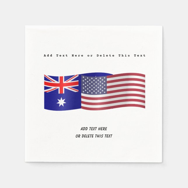 Serviette En Papier Drapeau australien et américain ajouter du texte (Devant)