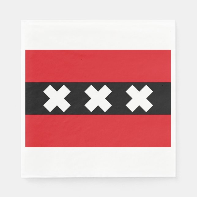 Serviette En Papier Drapeau d'Amsterdam (Devant)
