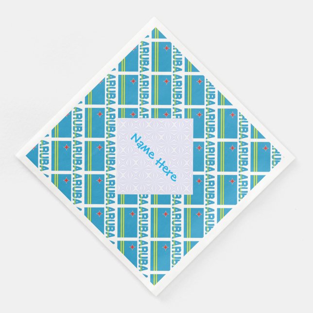 Serviette En Papier Drapeau d'Aruba en mosaïque avec nom personnalisé  (Coin)