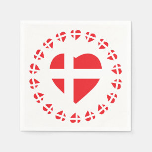 SERVIETTE EN PAPIER DRAPEAU DE FORME DE COEUR DU DANEMARK