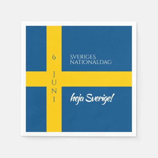 Serviette En Papier Drapeau de la fête nationale suédoise Sveriges (Devant)