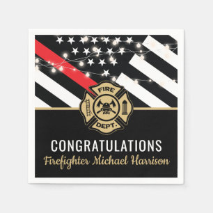 Serviette En Papier Drapeau de la ligne rouge de l'École des pompiers
